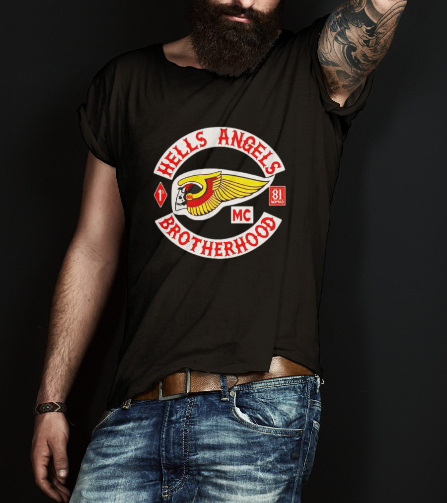Hells Angels Brotherhood MC Skull Wing 81 Nomad 1% T-Shirt