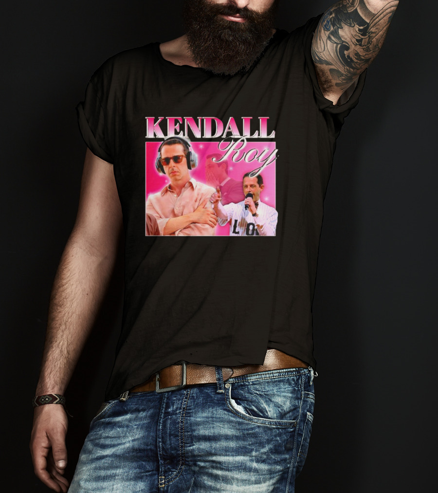 Kendall Roy Vintage Homage Pink Background Music And Microphone T-Shirt