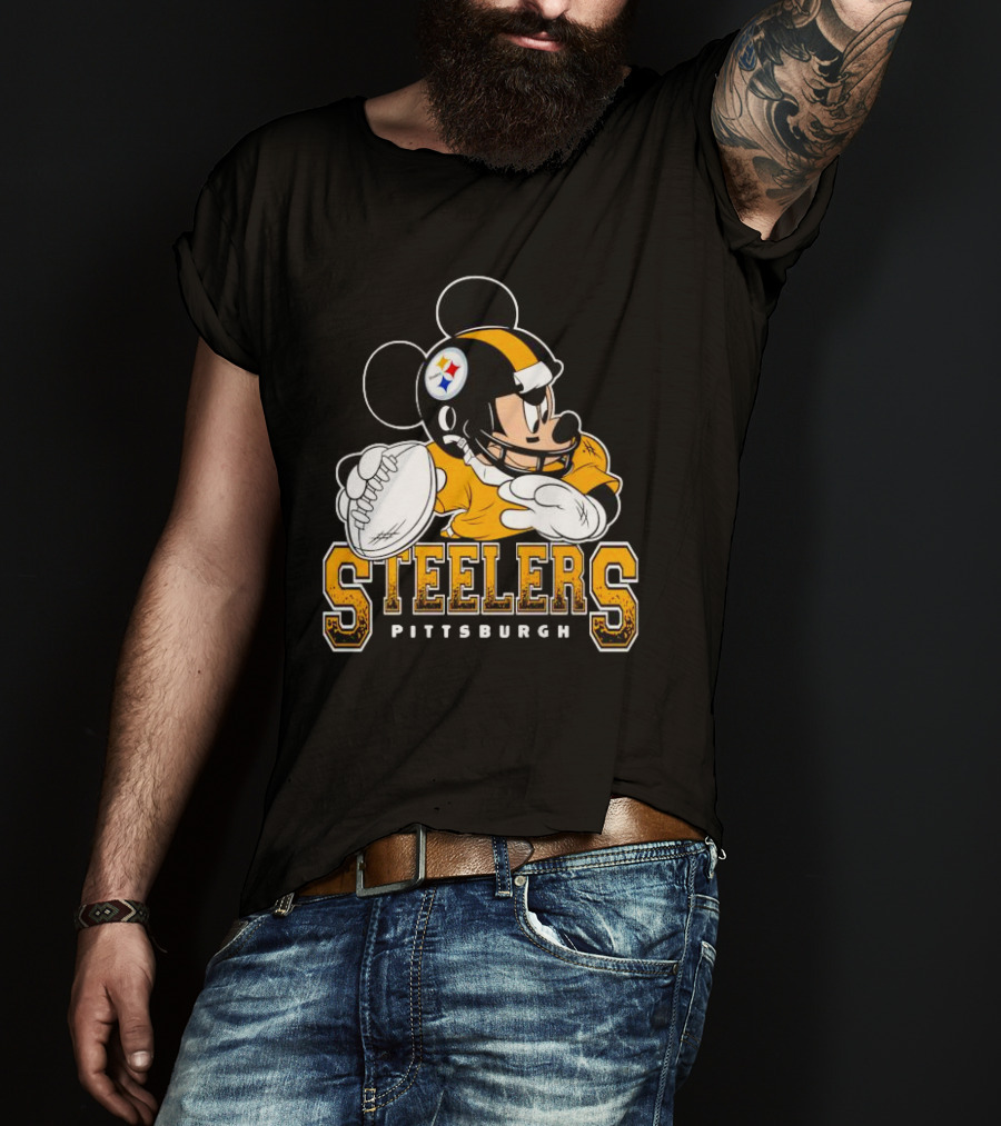 Pittsburgh Steelers Mickey Mouse NFL Football Quarterback T-Shirt