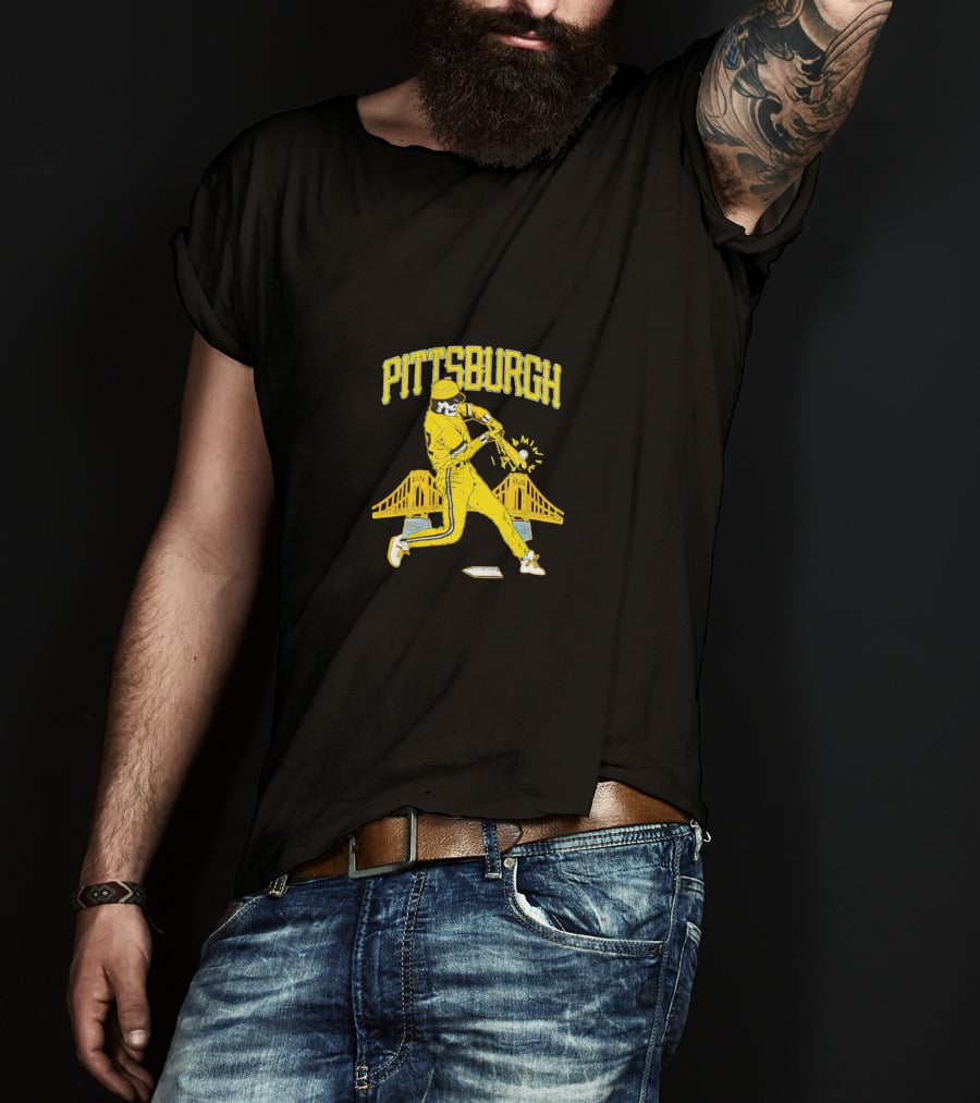 Pittsburgh Skeleton Baseball With Bridges And Pirate T-Shirt