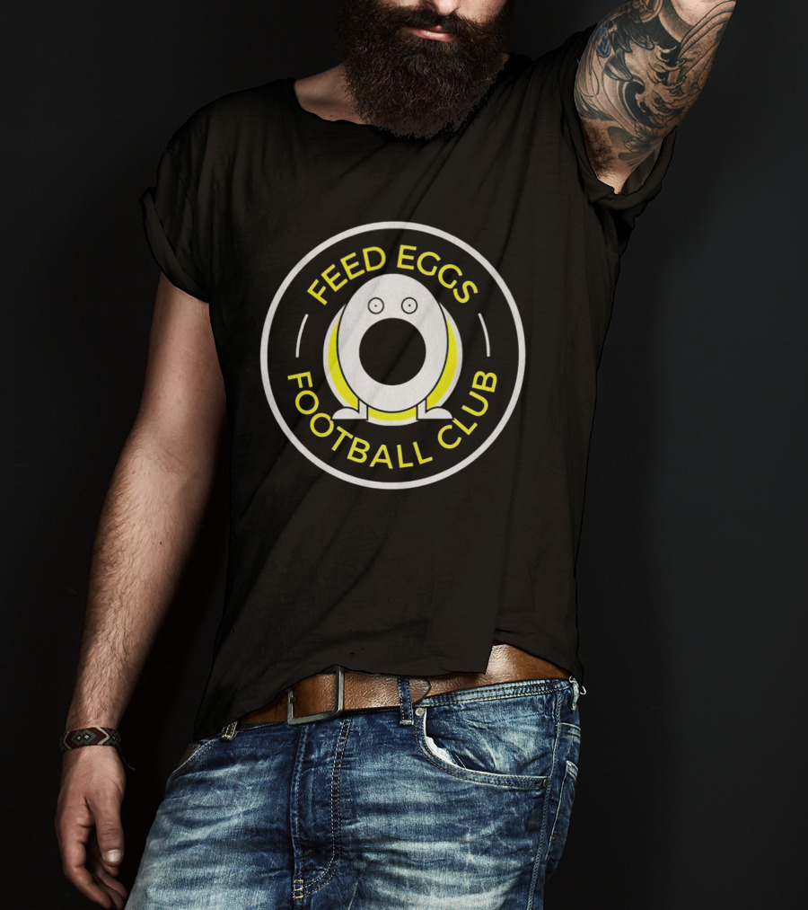 Feed Eggs Football Club Circular Emblem Black Yellow White T-Shirt