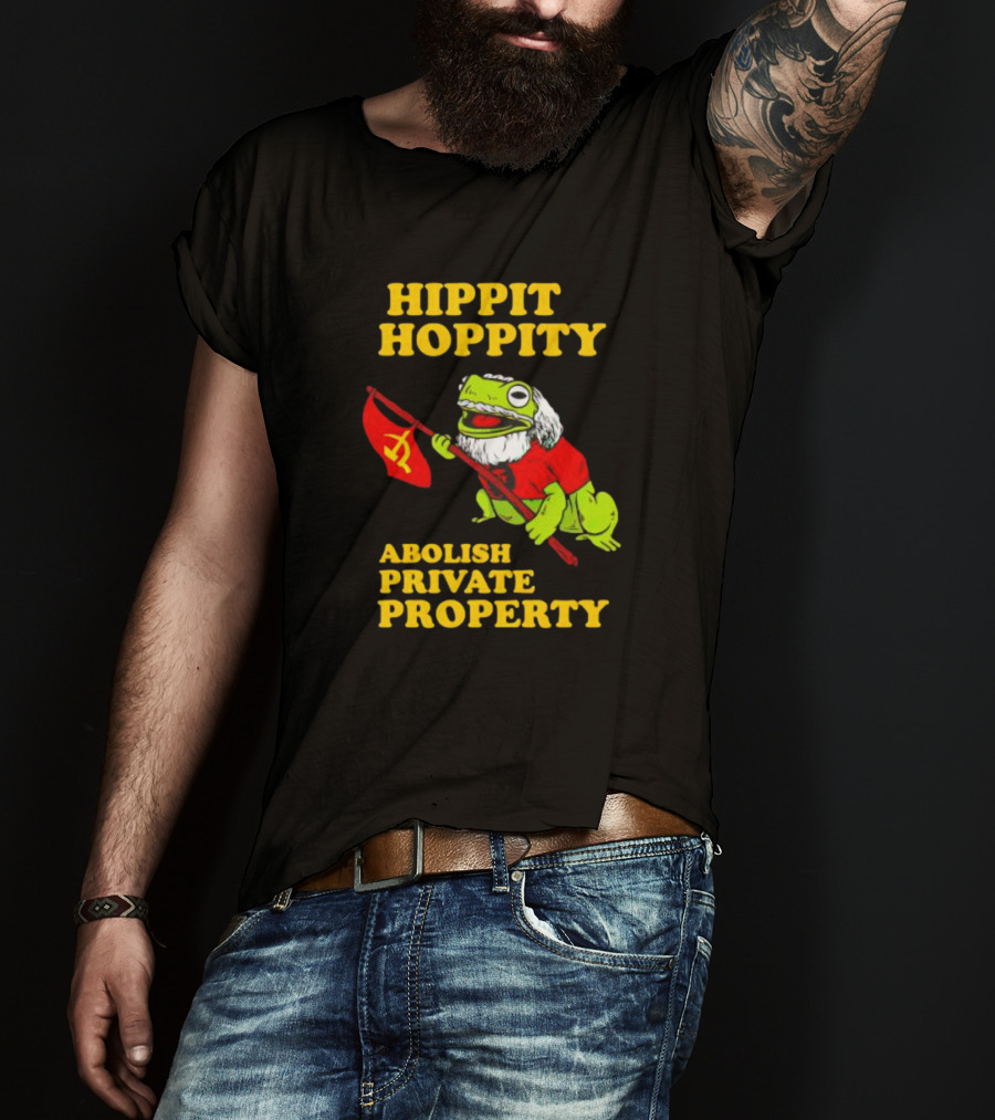 Hippity Hoppity Abolish Private Property Frogs Communist Flag T-Shirt