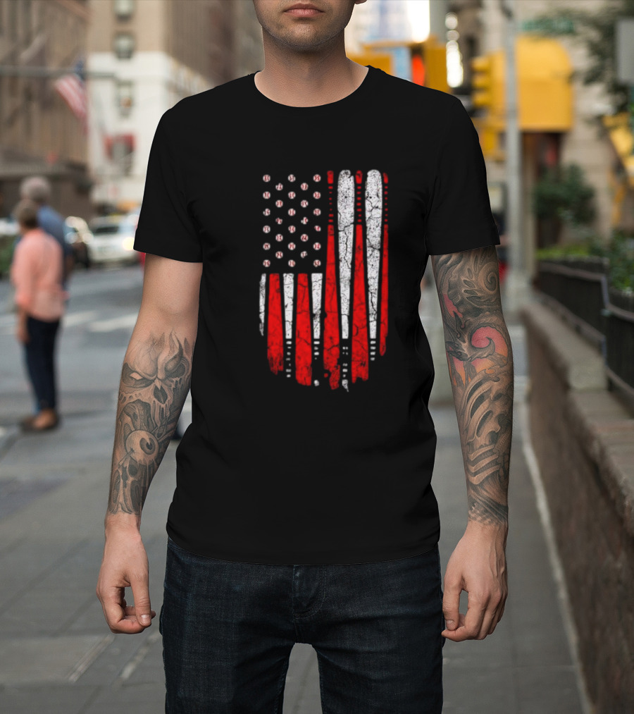 Minnesota Twins American Flag Baseball Bat T-Shirt