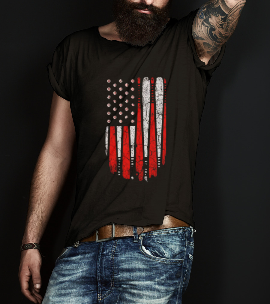 Minnesota Twins American Flag Baseball Bat T-Shirt