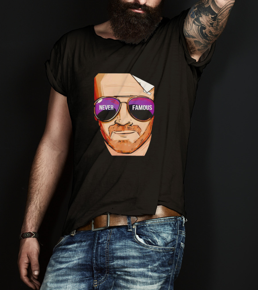 Never Famous Sunglasses Face Artwork Reflection T-Shirt
