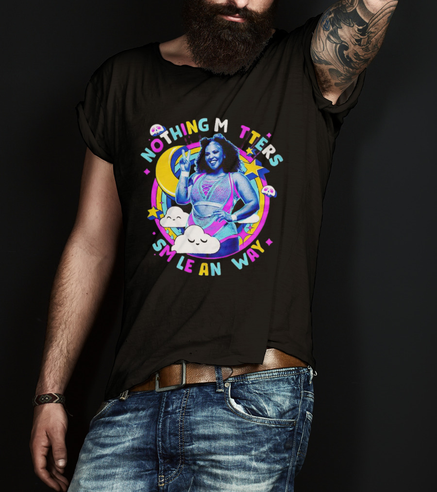 Willow Nightingale Nothing Matters Smile Anyway Colorful Moon Clouds Stars T-Shirt
