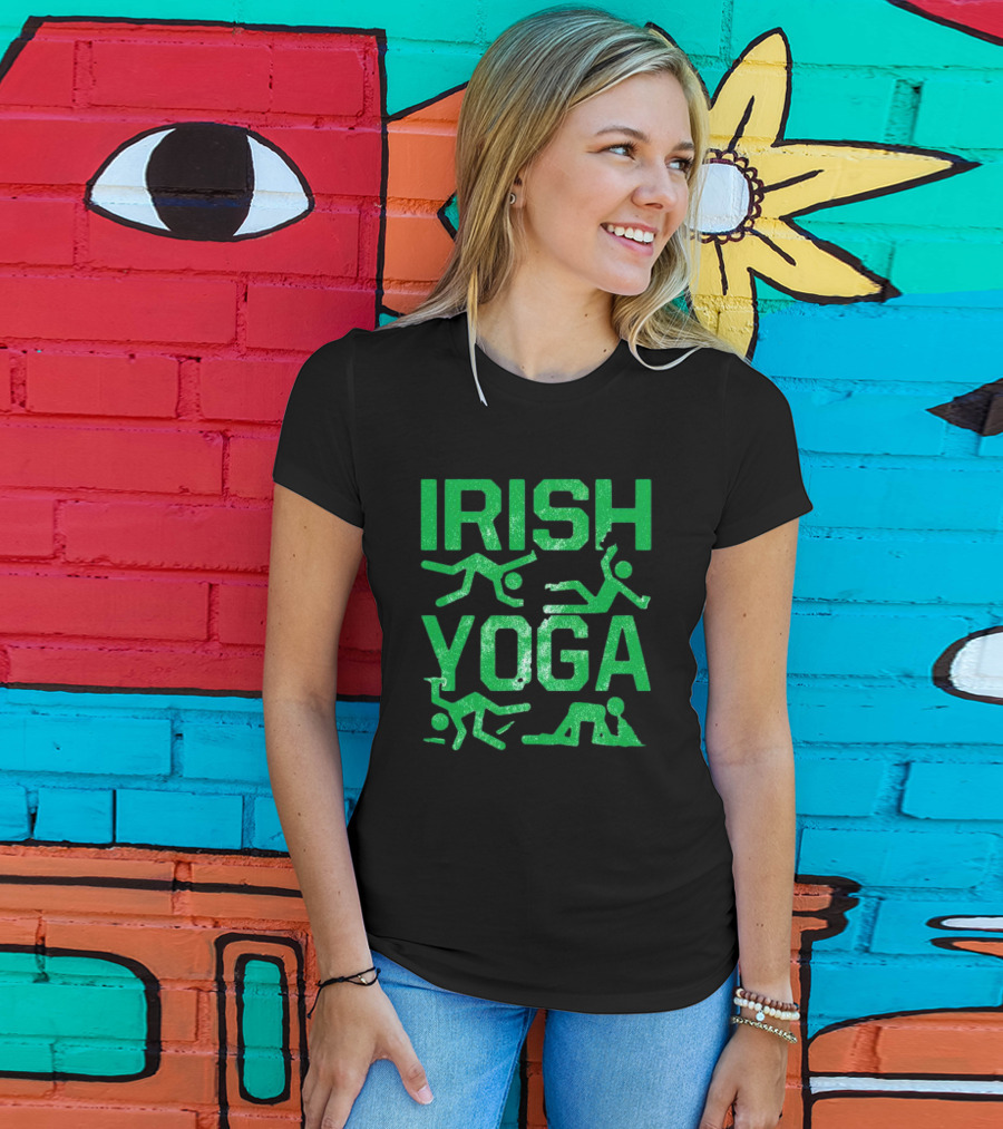 Irish Yoga Green Figures Humor Ireland St. Patrick's Day T-Shirt