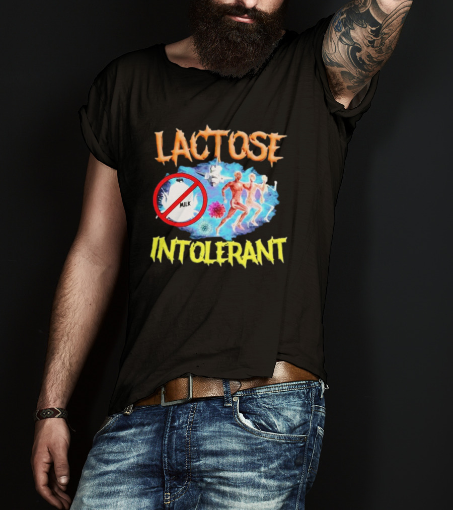 Lactose Intolerant Milk No Symbol With Runners And Microbes T-Shirt