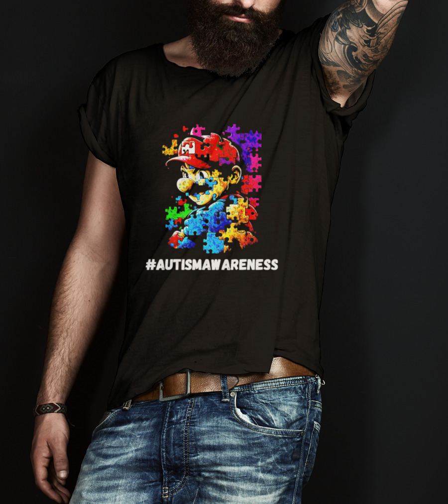 Mario Puzzle Autism Awareness T-Shirt