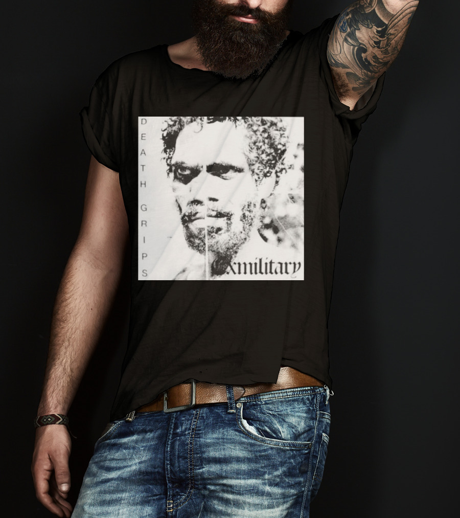 Death Grips Exmilitary Album Cover Image White Letters And Portrait T-Shirt