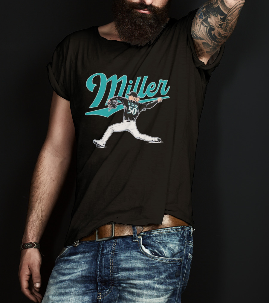 Seattle Mariners Bryce Miller 50 Pitcher T-Shirt