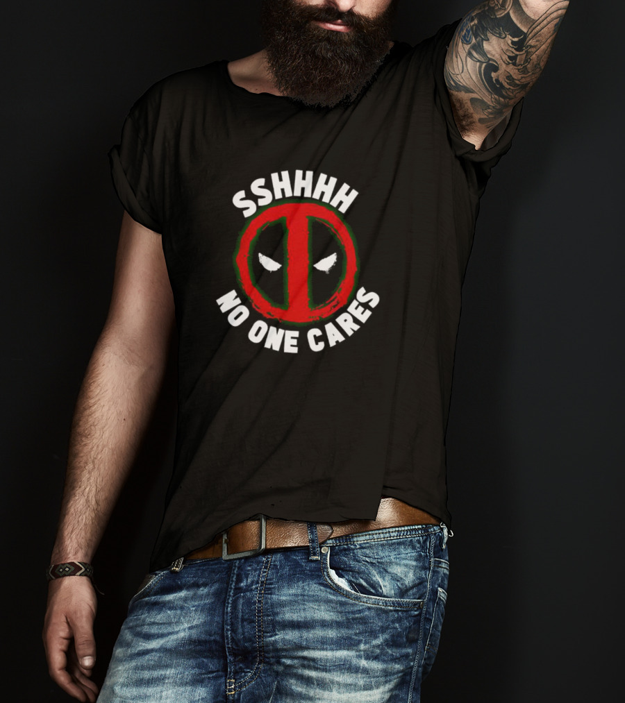 Marvel Deadpool Shhhh No One Cares Iconic T-Shirt