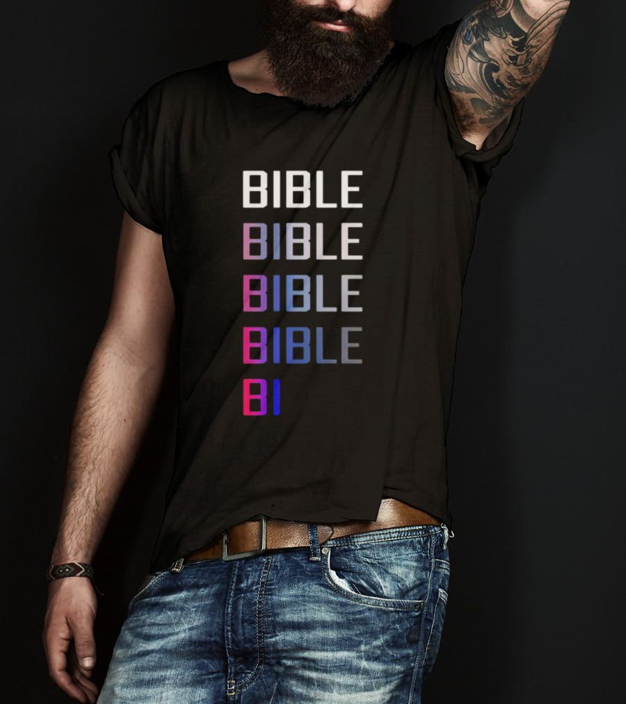 Bible Pride Gradient Multicolor Text Stacked T-Shirt
