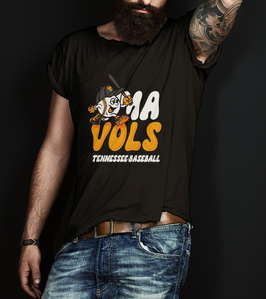 Omavols Tennessee Baseball Vols Mascot Icon With Bat And Glove T-Shirt