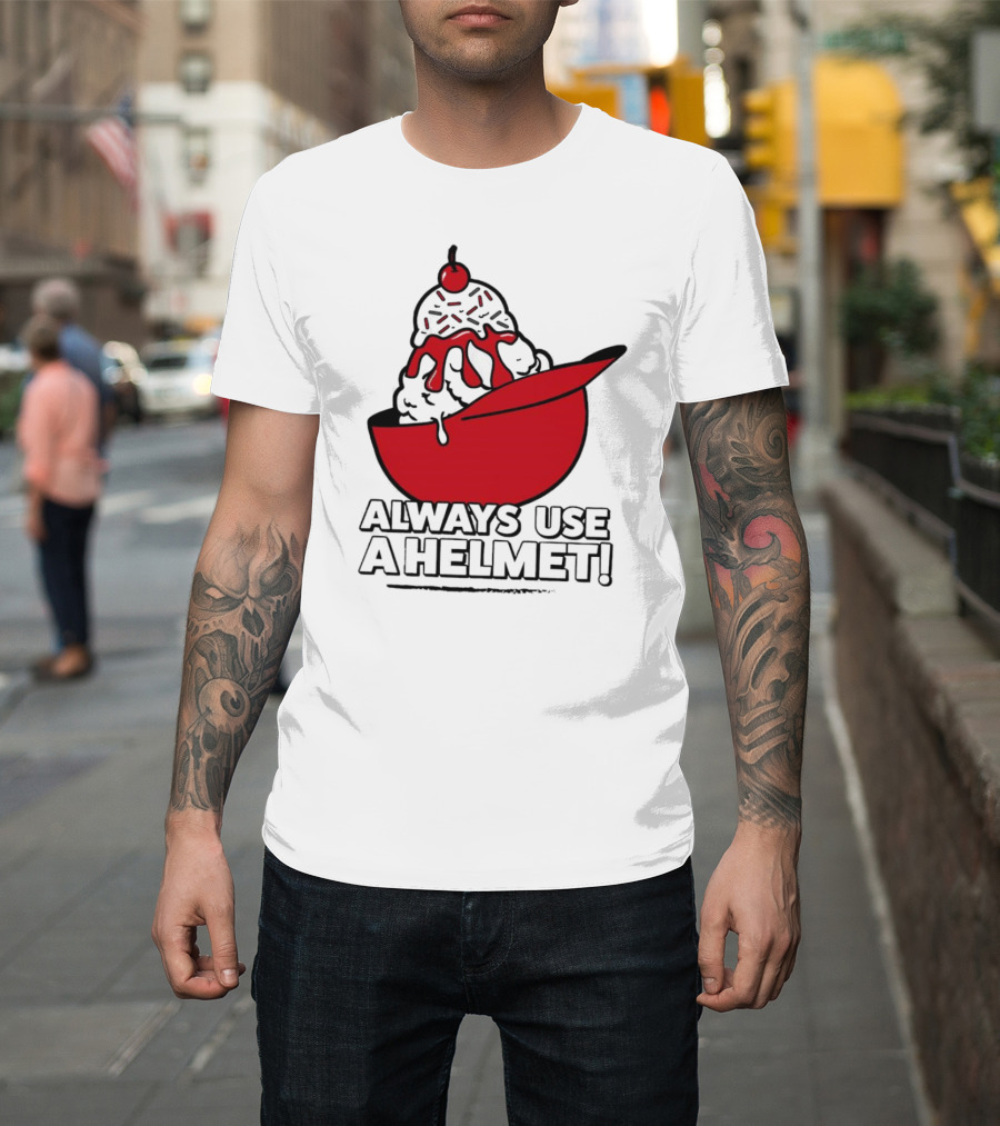 Cincinnati Reds Ice Cream Always Use A Helmet T-Shirt