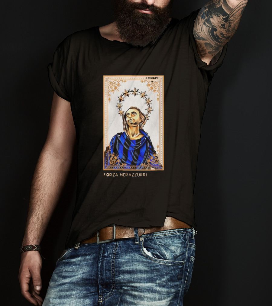 Forza Nerazzurri Madonnina Iconic Blue And Black Halo T-Shirt