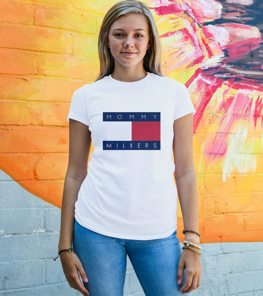 Mommy Milkers Logo Parody Tommy Flag T-Shirt