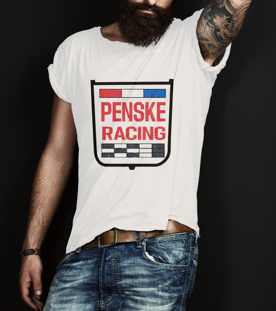 Penske Racing Red Blue Distressed Shield Emblem T-Shirt