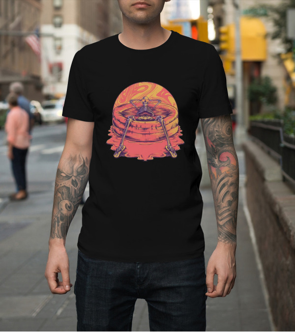 Shirt: Skeleton Relaxing in Vibrant Psychedelic Kiddie Pool T-Shirt Skeleton Relaxing in Vibrant Psychedelic Kiddie Pool T-Shirt