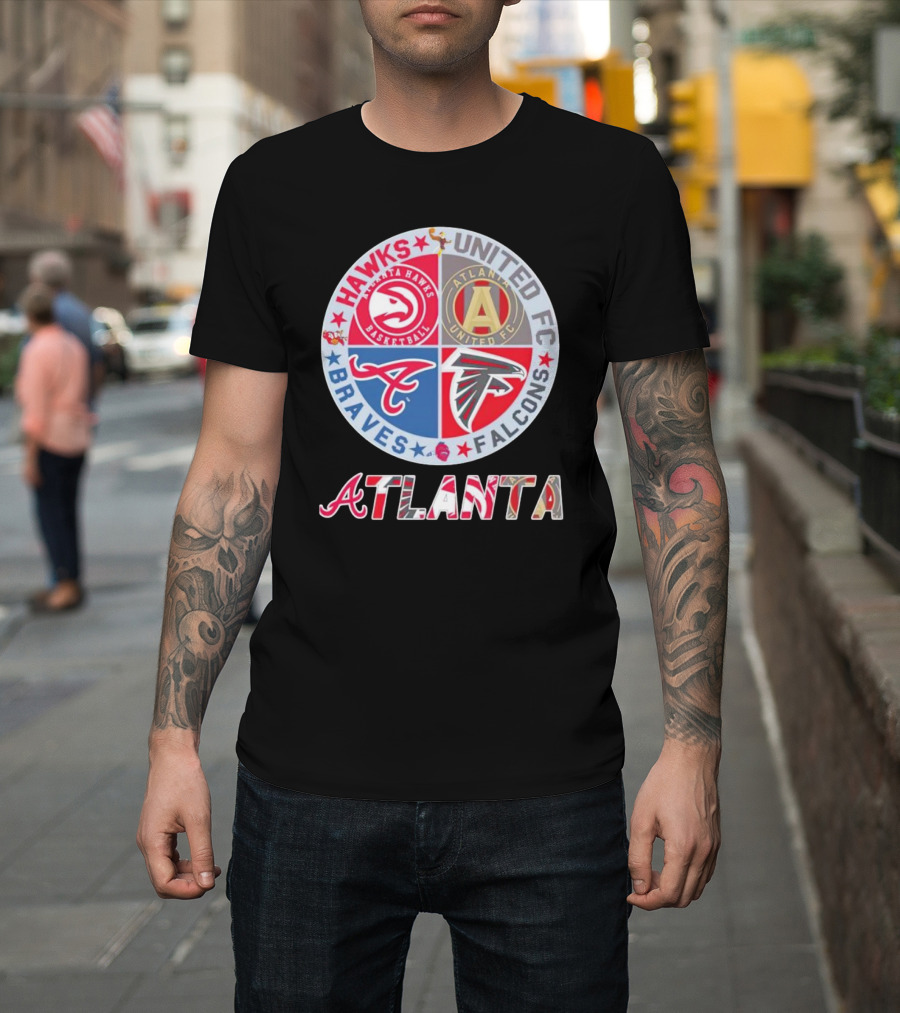Atlanta Hawks United FC Falcons Braves Logo Mashup T-Shirt