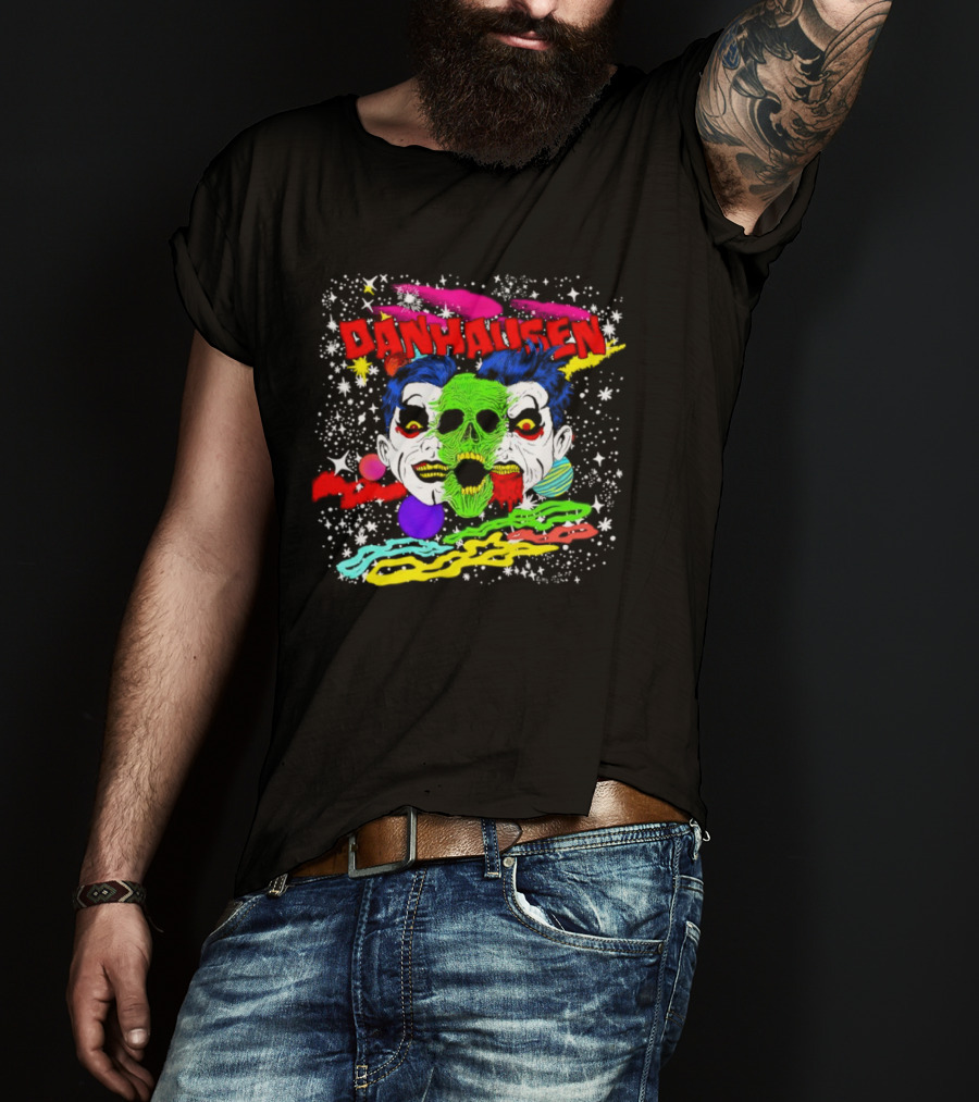 Danhausen Cosmic Skull Faces Colorful Space T-Shirt