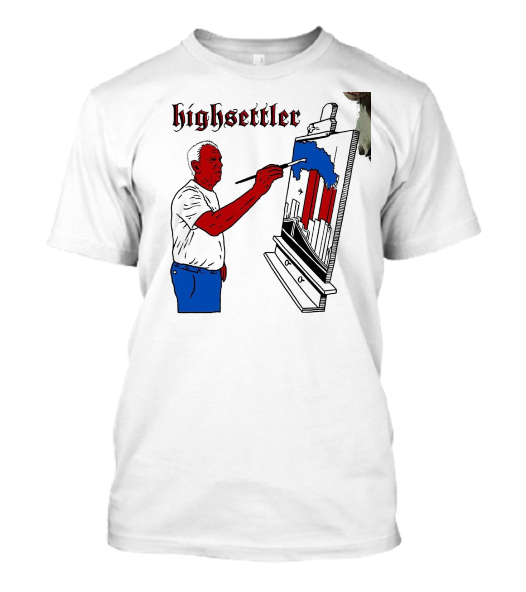 Highsettler Patriotic Painting Scene With Red And Blue Elements T-Shirt