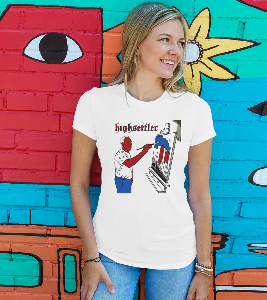 Highsettler Patriotic Painting Scene With Red And Blue Elements T-Shirt