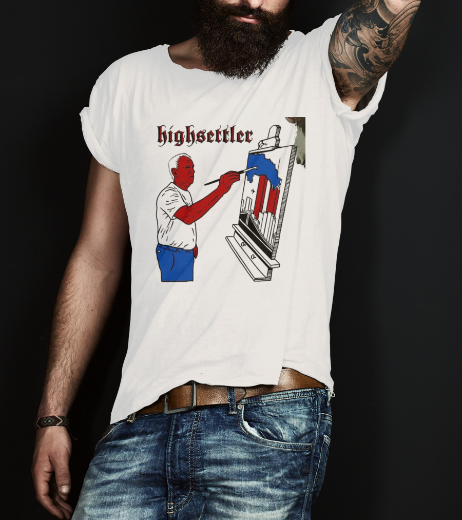 Highsettler Patriotic Painting Scene With Red And Blue Elements T-Shirt