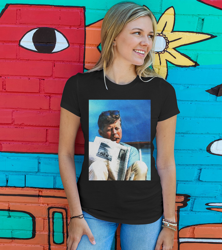 JFK Reading Newspaper On Summer Day T-Shirt