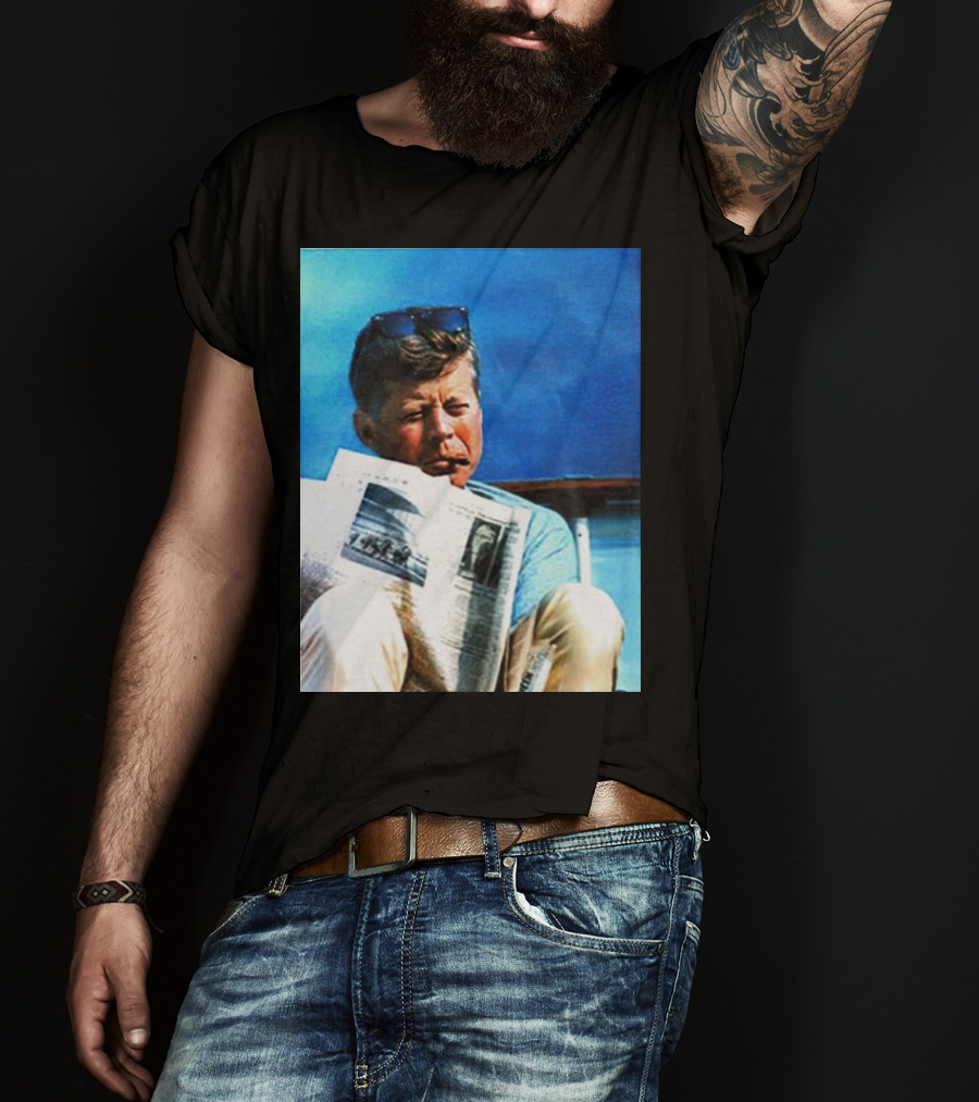 JFK Reading Newspaper On Summer Day T-Shirt