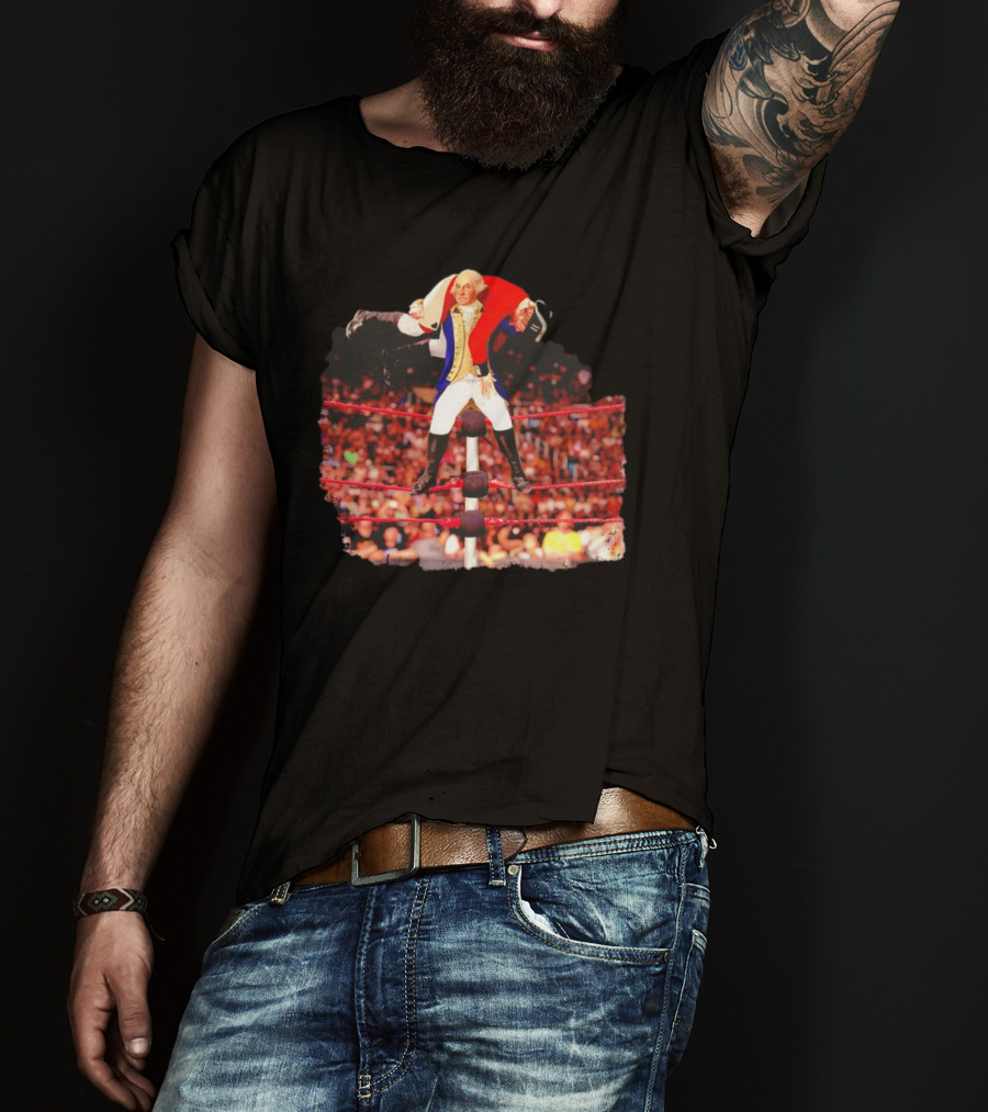 George Washington Wrestling Top Rope Crowd Scene T-Shirt