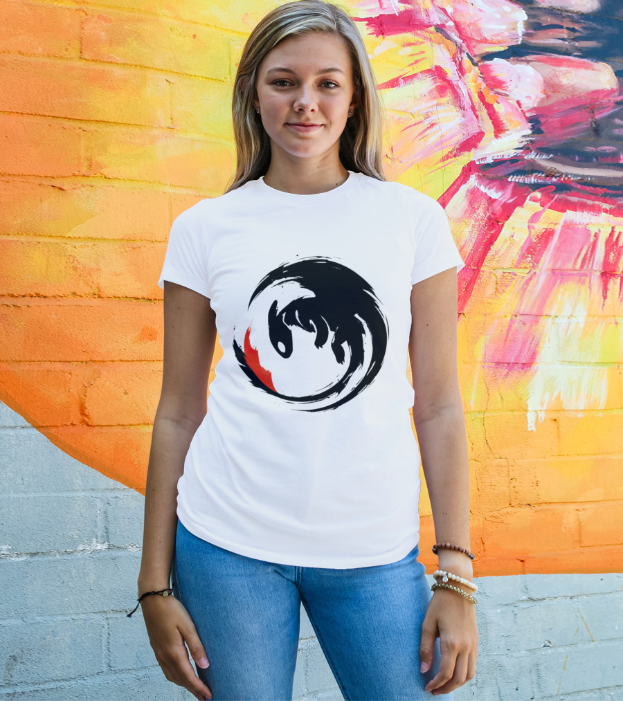 Toothless Night Fury Dragon Ying Yang T-Shirt