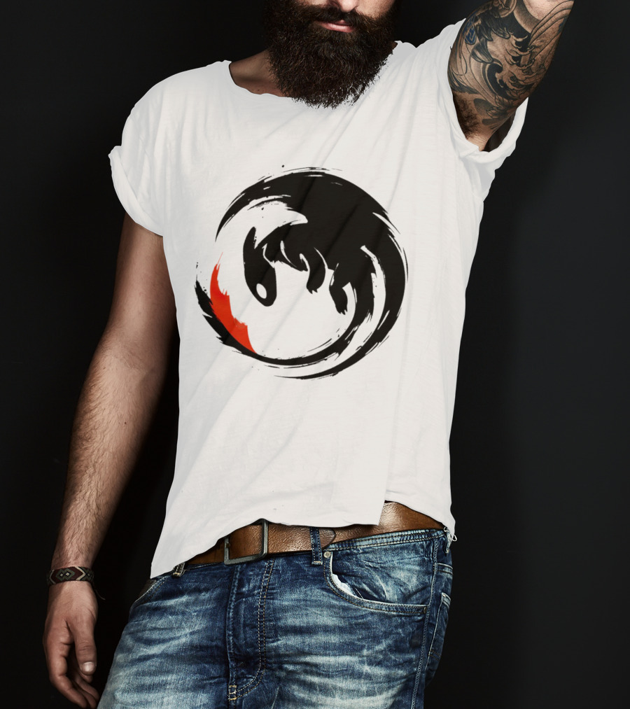 Toothless Night Fury Dragon Ying Yang T-Shirt