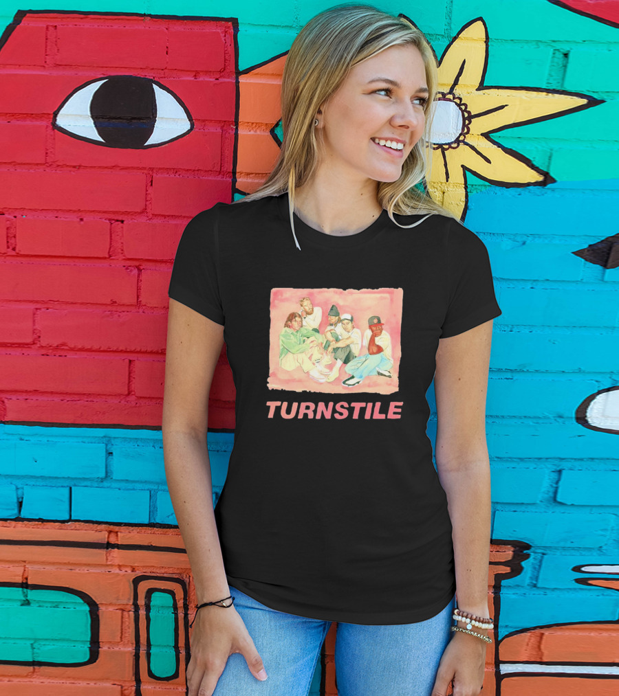 Turnstile Band Illustration Pink Pastel Aesthetic T-Shirt