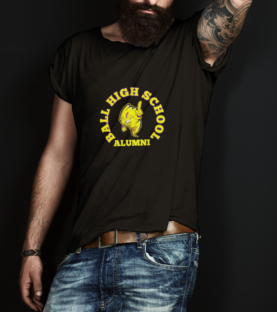 Ball High School Alumni Yellow Tornado Mascot T-Shirt
