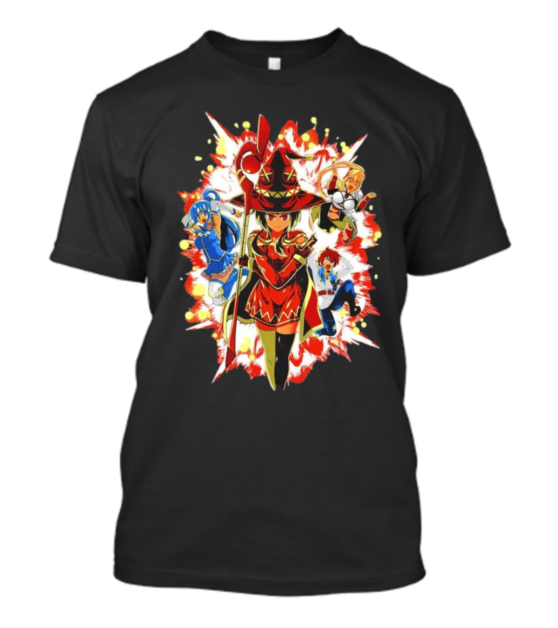 Explosion Magic Anime Konosuba Megumin Aqua Darkness Kazuma Scene T-Shirt