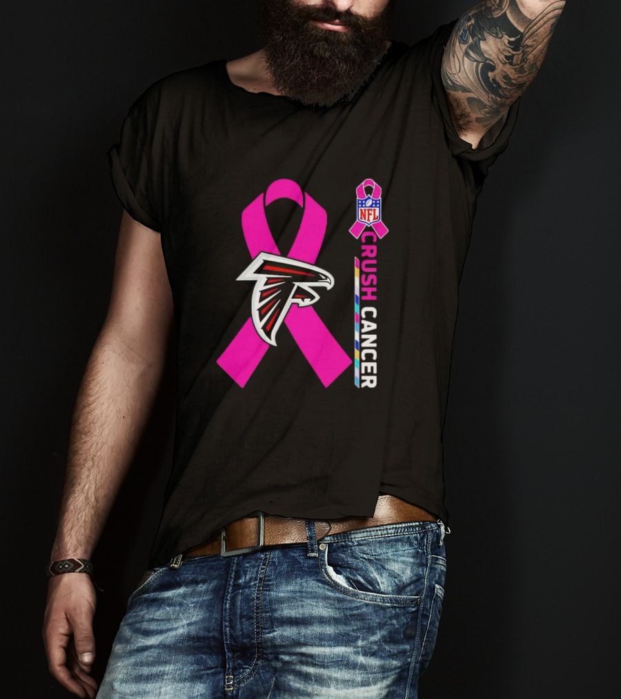 Atlanta Falcons NFL Pink Ribbon Crush Cancer Awareness T-Shirt