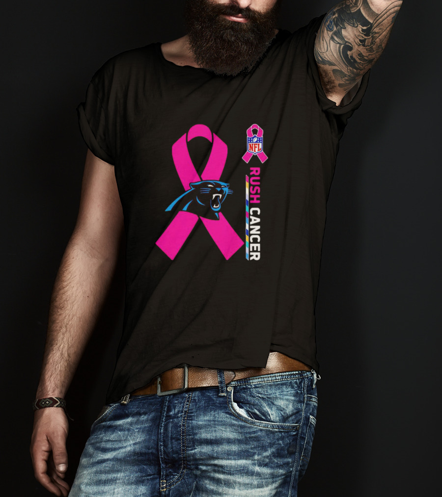 Carolina Panthers NFL Pink Ribbon Rush Cancer Awareness T-Shirt