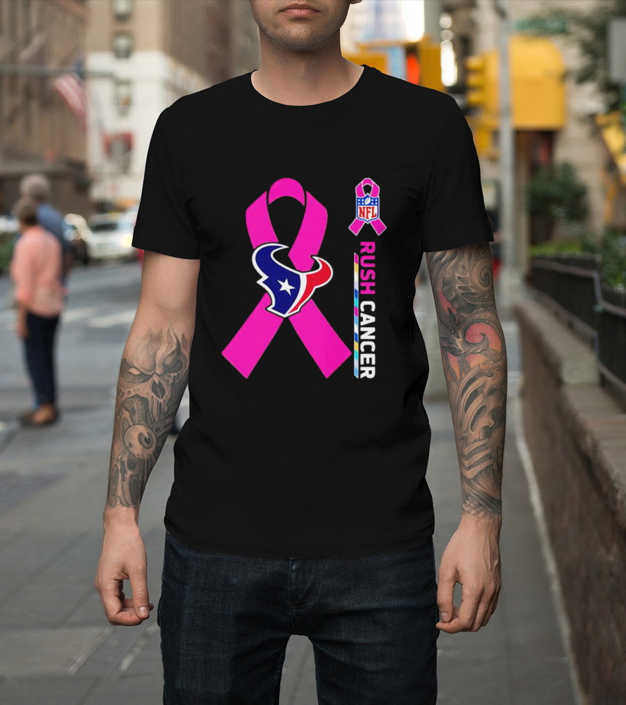 Houston Texans NFL Rush Crush Cancer Pink T-Shirt