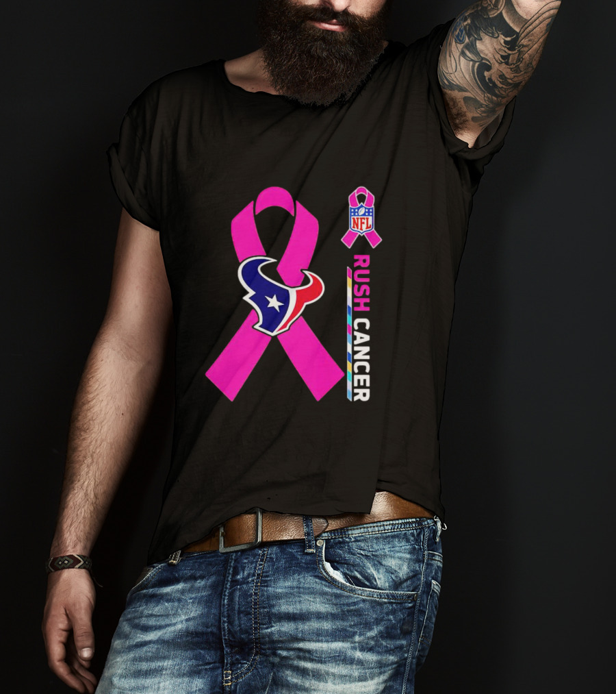 Houston Texans NFL Rush Crush Cancer Pink T-Shirt