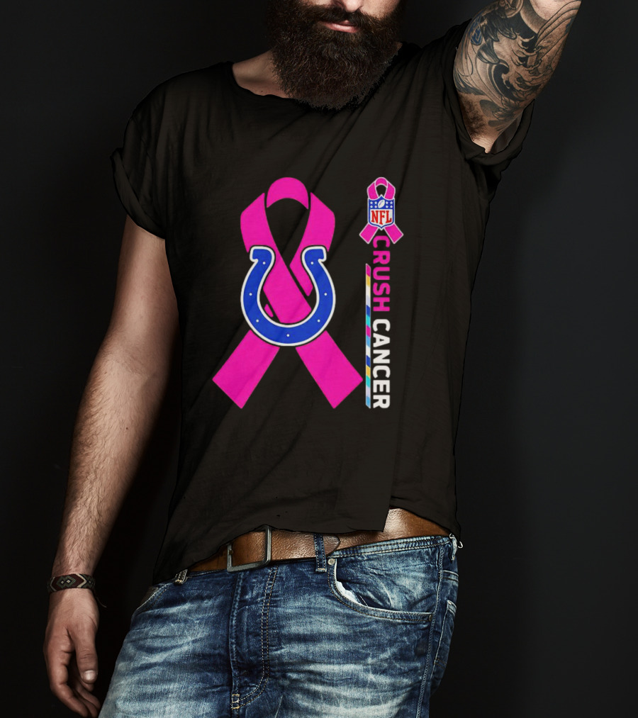 Indianapolis Colts NFL Pink Ribbon Crush Cancer T-Shirt
