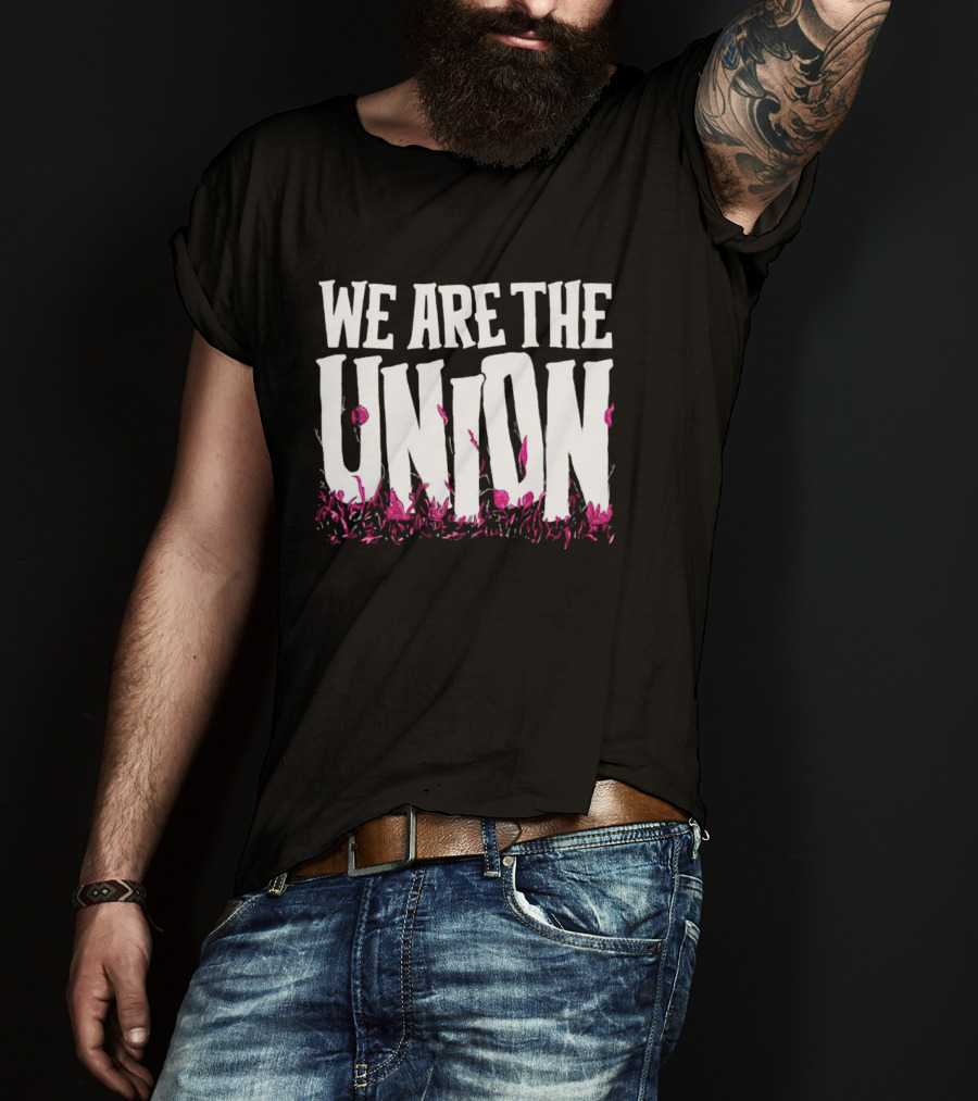 WE ARE THE UNION Music Band Text With Pink Flower T-Shirt