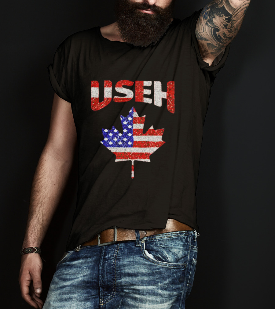 USEH Leaf Canadian American Flag T-Shirt