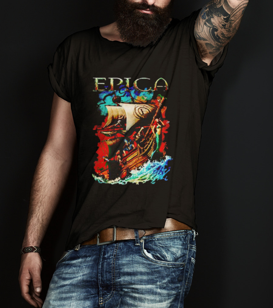 EPICA Pirate Ship Adventure With Mythical Creatures And Ocean Waves T-Shirt