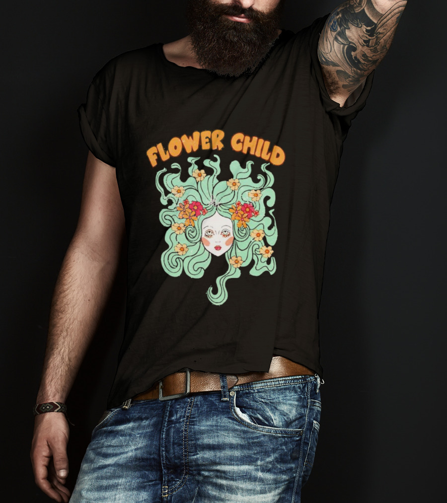 Flower Child Feminist Groovy Floral Goddess Hair T-Shirt