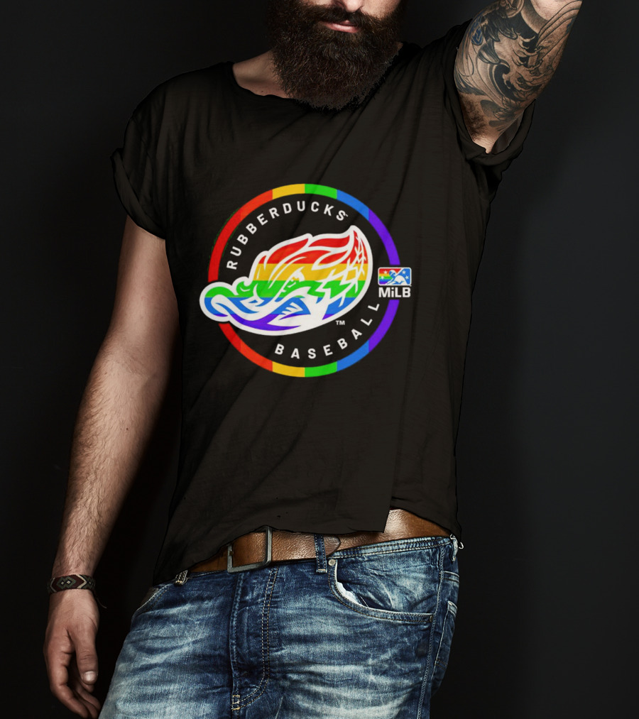 Akron RubberDucks Baseball MiLB Pride Logo Rainbow T-Shirt