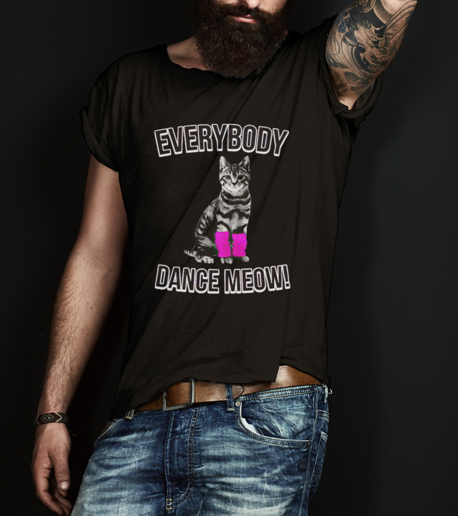 Everybody Dance Meow Cat With Pink Leg Warmers T-Shirt
