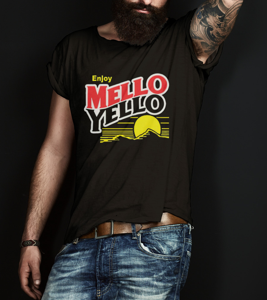 Enjoy Mello Yello Retro Style With Sunset And Mountain T-Shirt