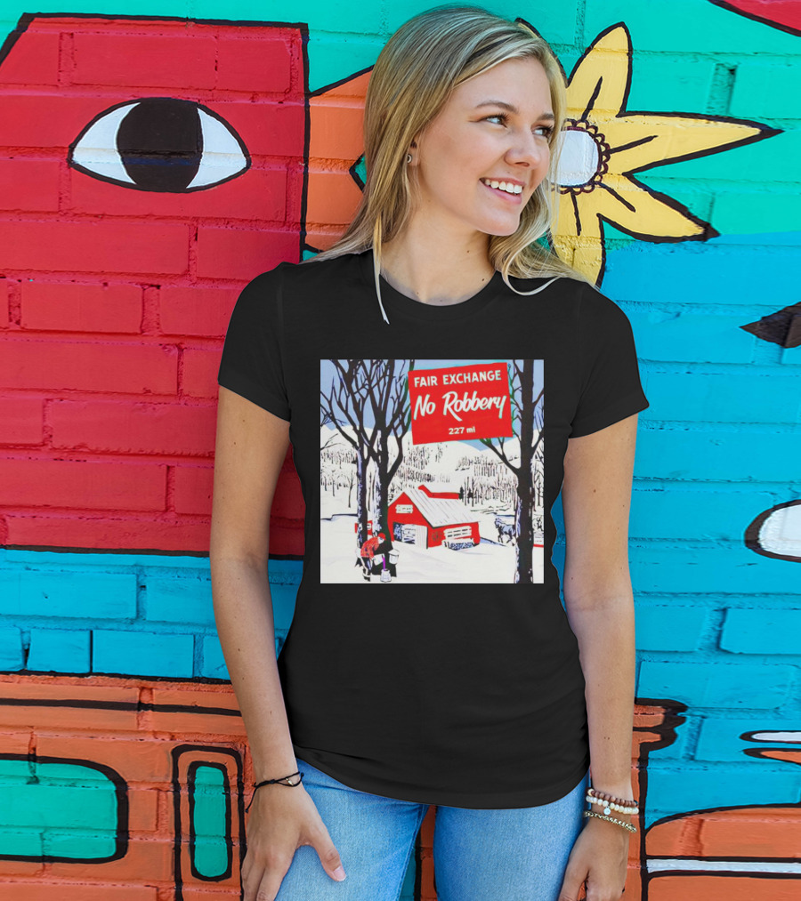 Fair Exchange No Robbery 227 Ml Winter Scene With Red Barn T-Shirt