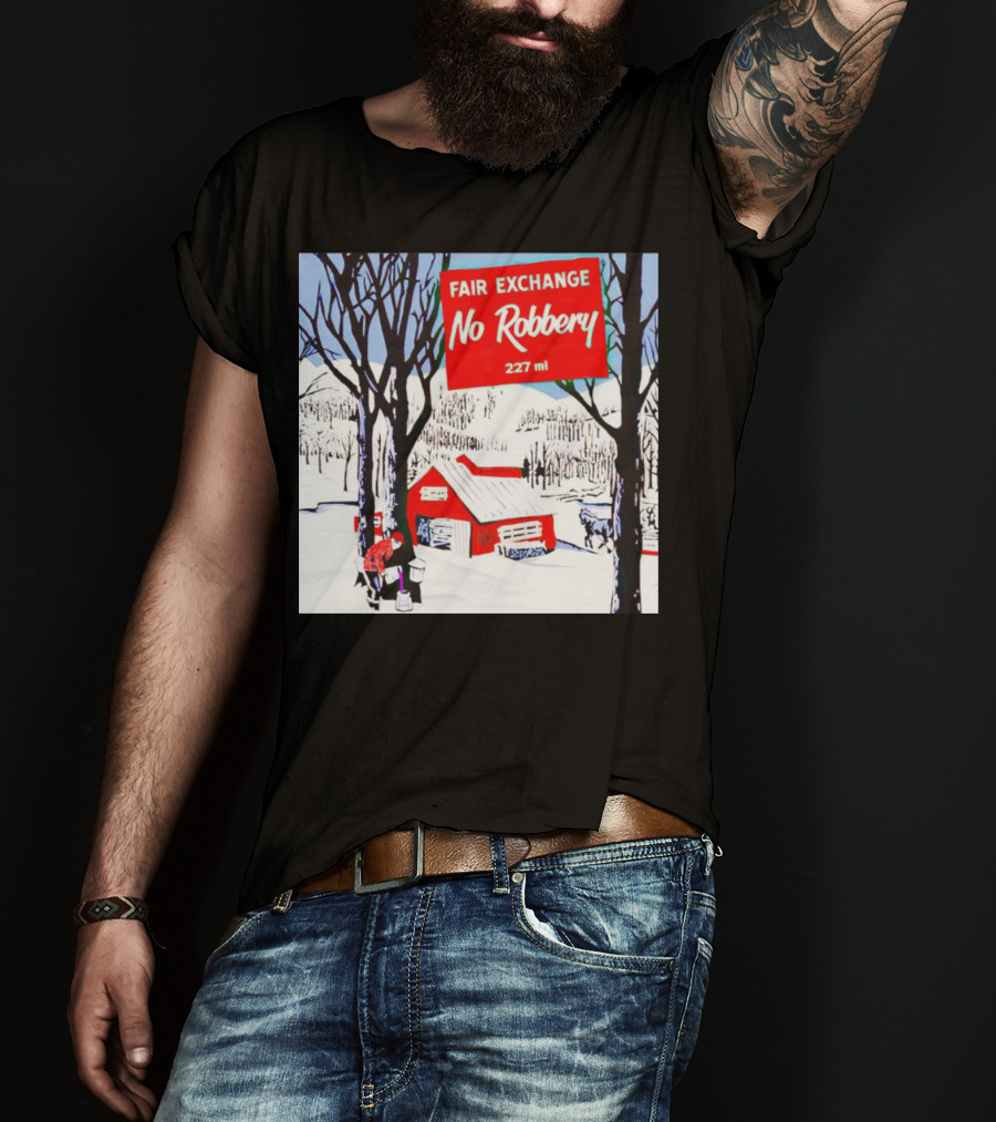 Fair Exchange No Robbery 227 Ml Winter Scene With Red Barn T-Shirt